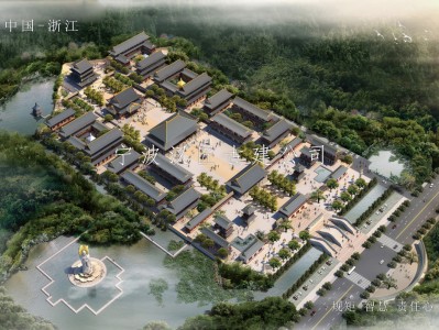 寺院重建规划布局鸟瞰图
